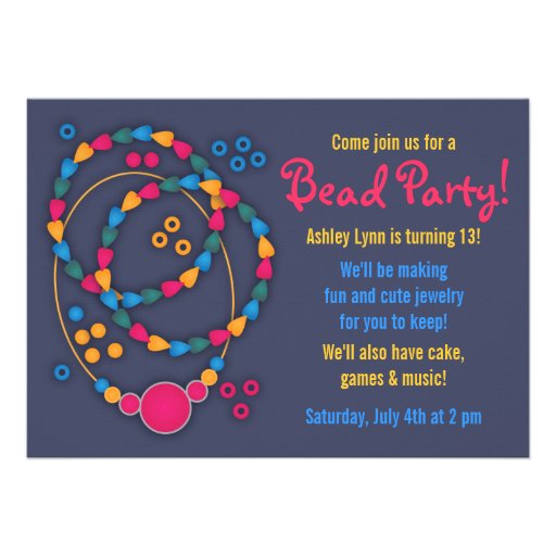 Colorful Bead Jewelry Party Invitations