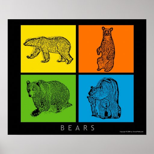 Colorful Bears Poster
