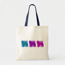 Colorful Belgian Sheepdog Silhouettes Canvas Bag