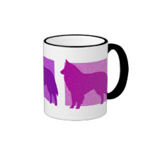 Colorful Belgian Sheepdog Silhouettes Coffee Mugs