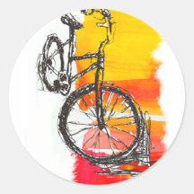 Colorful Bike Designs Round Stickers