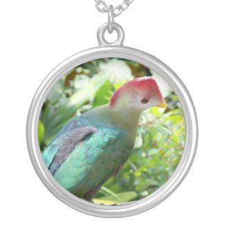 Colorful bird head turned on post personalized necklace