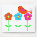 colorful bird with colorful flowers mousepads