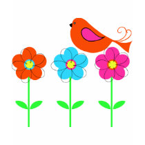 colorful bird with colorful flowers t-shirts