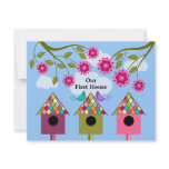 Colorful Birdhouses and Birds Housewarming Party invitations