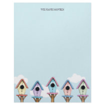 Colorful Birdhouses | We Have Moved Letterhead