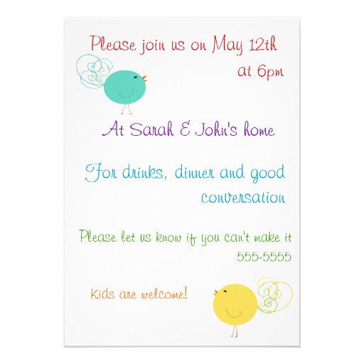 Colorful Birdies Invitation