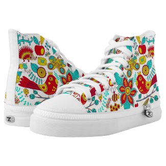 Colorful Birds And Flowers Printed Shoes