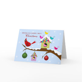 Colorful Birds Christmas Holiday card
