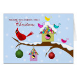 Colorful Birds Christmas Holiday Greeting Card