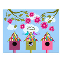 Colorful Birds Moving Announcement