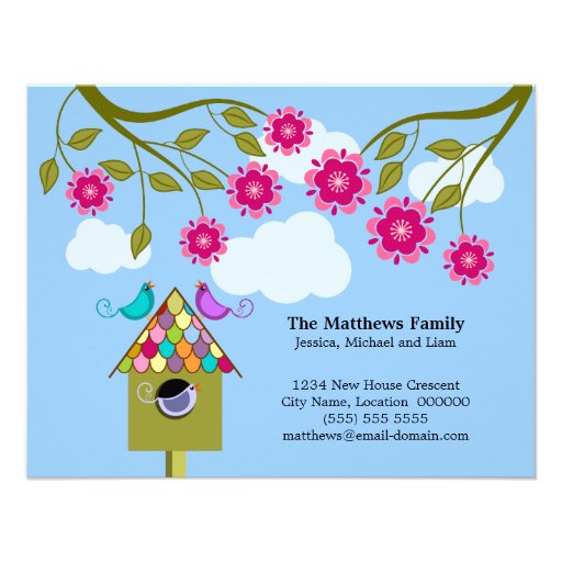 Colorful Birds Moving Announcement