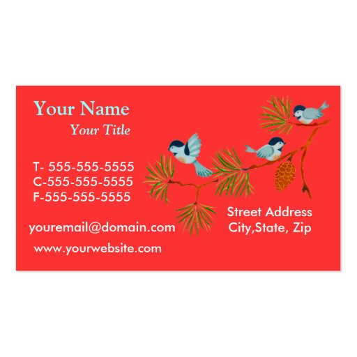 Colorful Birds on a Branch Business Card Template (back side)