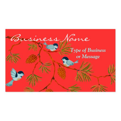 Colorful Birds on a Branch Business Card Template (front side)