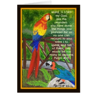 Colorful Birds with Psalm 40:5 Card
