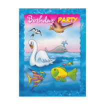 Colorful BIRTHDAY PARTY postcard by Kidsplanet Colorful BIRTHDAY PARTY postcard