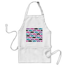 Colorful bling mustache pattern (Faux glitter) Apron