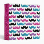 Colorful bling mustache pattern (Faux glitter) Vinyl Binders