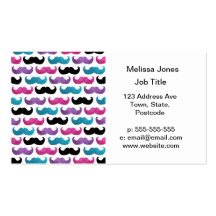 Colorful bling mustache pattern (Faux glitter) Business Cards