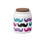 Colorful bling mustache pattern (Faux glitter) Candy Jars