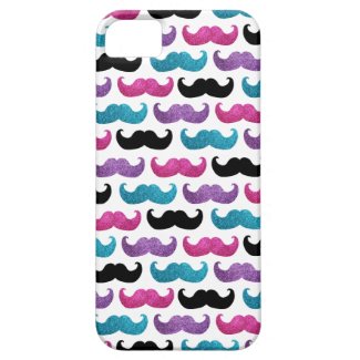 Colorful bling mustache pattern (Faux glitter) iPhone 5 Covers
