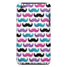 Colorful bling mustache pattern (Faux glitter) Barely There iPod Covers