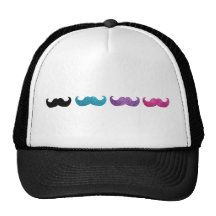 Colorful bling mustache pattern (Faux glitter) Hats