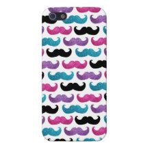 Colorful bling mustache pattern (Faux glitter) Cover For iPhone 5