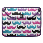 Colorful bling mustache pattern (Faux glitter) Sleeves For MacBooks