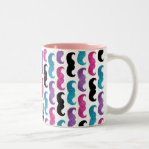 Colorful bling mustache pattern (Faux glitter) Mug