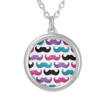 Colorful bling mustache pattern (Faux glitter) Custom Jewelry
