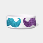 Colorful bling mustache pattern (Faux glitter) Pet Bowls