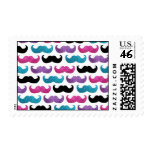 Colorful bling mustache pattern (Faux glitter) Postage