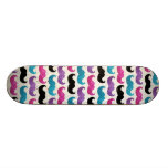 Colorful bling mustache pattern (Faux glitter) Custom Skate Board