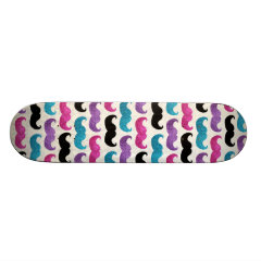Colorful bling mustache pattern (Faux glitter) Custom Skate Board