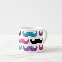 Colorful bling mustache pattern (Faux glitter) Espresso Mugs