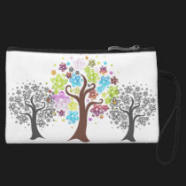 Colorful Blooming Trees Small Wristlet bagettes bags