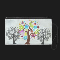 Colorful Blooming Trees Wristlet bagettes bags