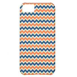 Colorful Blue and Orange Chevron Stripes Zig Zags iPhone 5C Cases