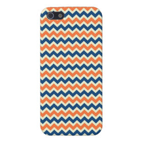 Colorful Blue and Orange Chevron Stripes Zig Zags Cover For iPhone 5