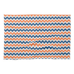 Colorful Blue and Orange Chevron Stripes Zig Zags Kitchen Towels