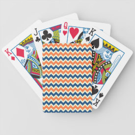 Colorful Blue and Orange Chevron Stripes Zig Zags Deck Of Cards