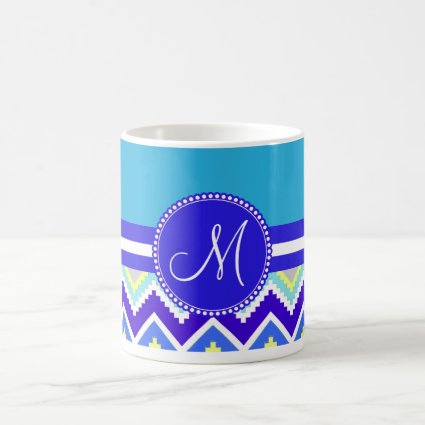 Colorful Blue Aztec Andes Chevron Zig Zags Mugs