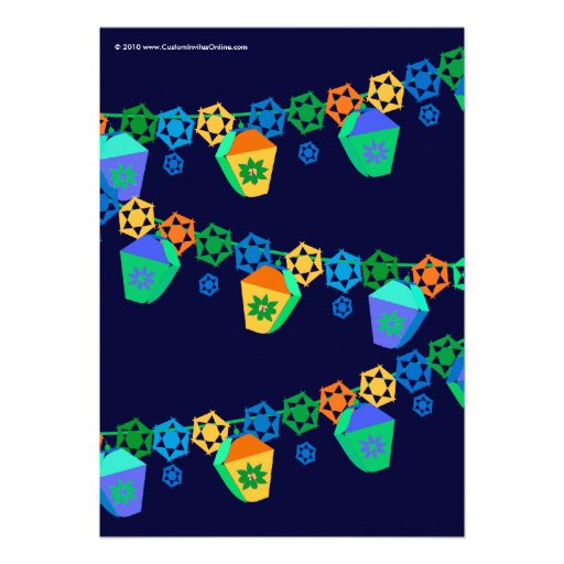 Colorful Blue Lanterns Going Away Party Invitation
