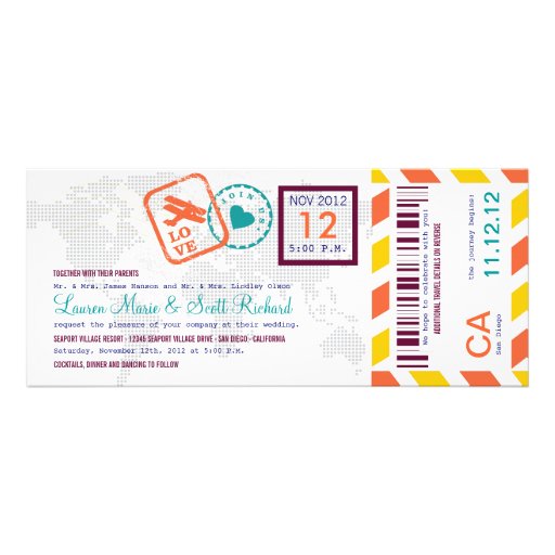 Colorful Boarding Pass Airmail Ticket Invitation