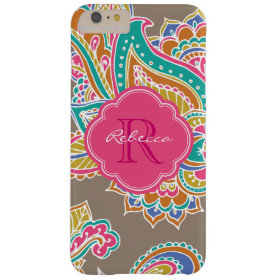 Colorful Bohemian Paisley Custom Monogram Barely There iPhone 6 Plus Case
