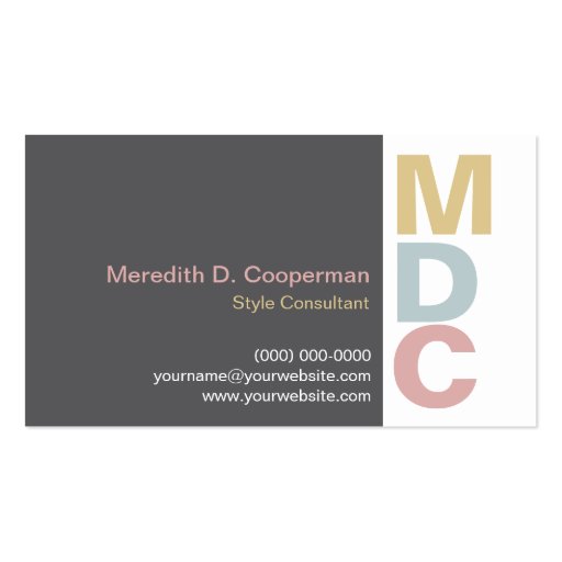 Colorful Bold Monogram Business Card Template (front side)