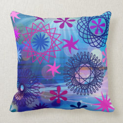 Colorful Bold Stars and Light Rays Funky Design Throw Pillow