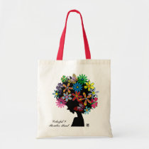 butterfly, flowers, girl, afro, diva, music, illustration, cute, pop, female, street, cool, luv, love, feminine, funny, lovely, kawaii, graphic, design, lady, stylish, colorful, womens&#39;, Bag with custom graphic design