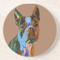 Colorful Boston Terrier Drink Coaster
